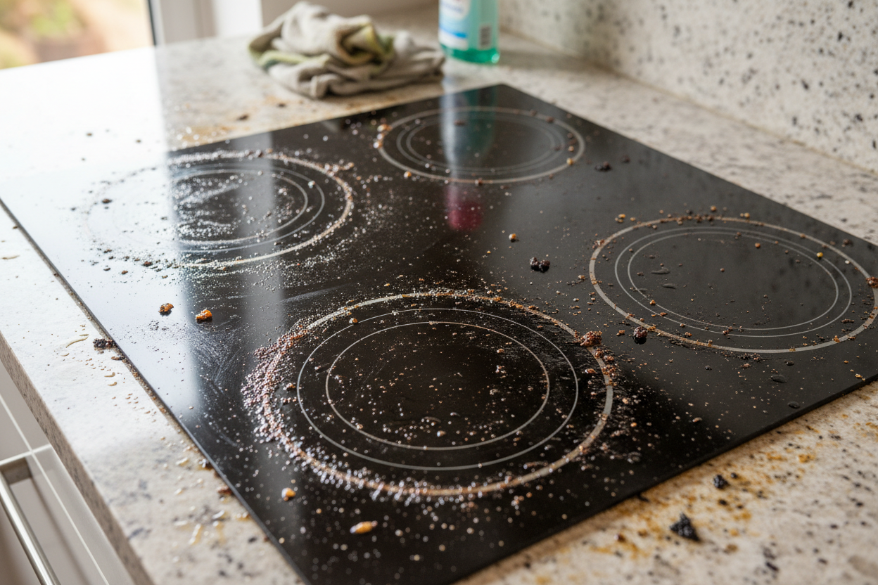 dirty electric cooktop